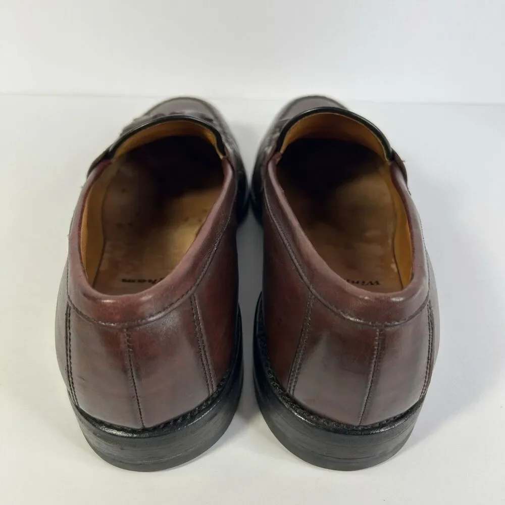 ALLEN EDMONDS Men Loafers Grayson 10.5 D Burgundy Slip-On Dress Shoes Tassel